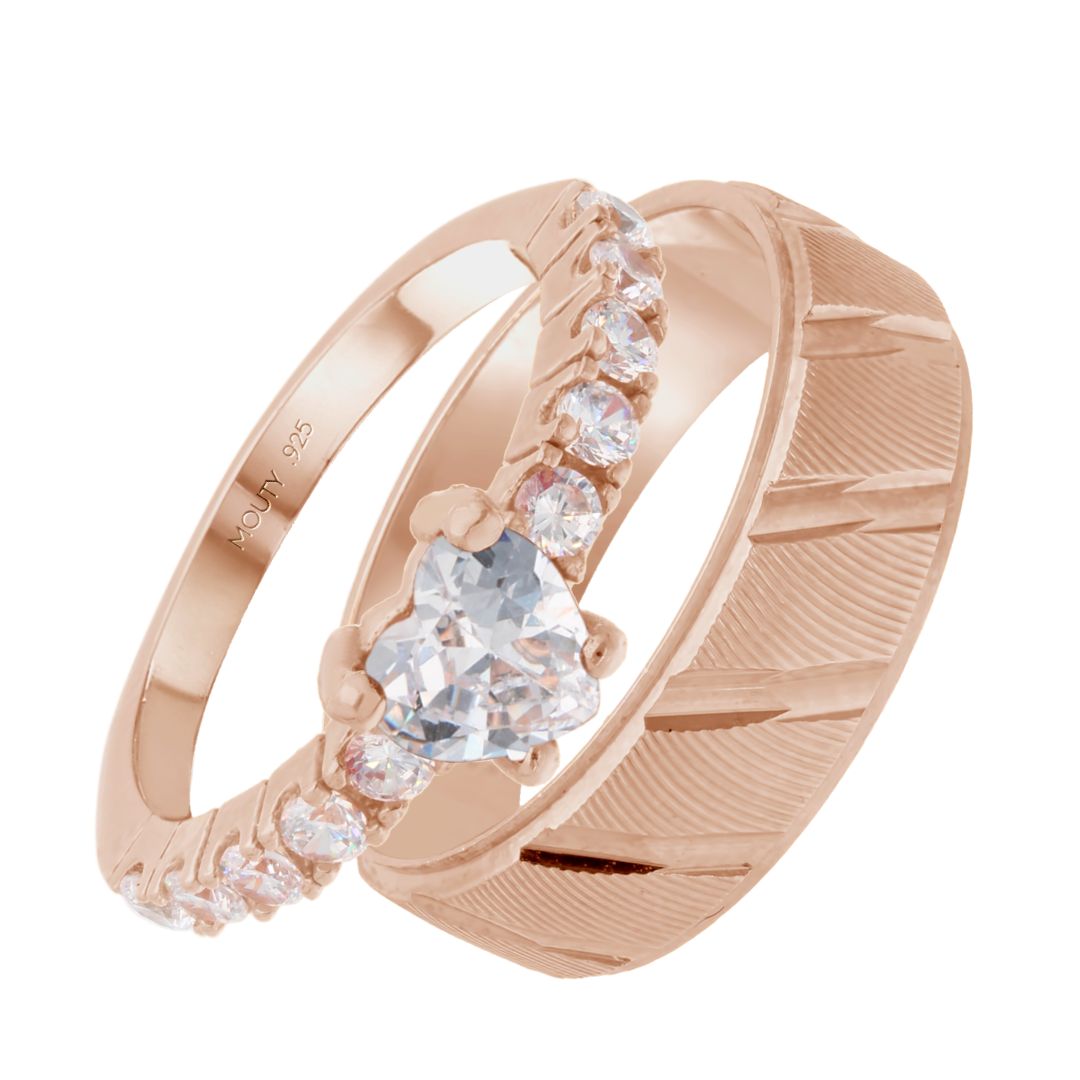 Dúo de Anillos Richard-Amour en Plata con Baño de Oro Rosa