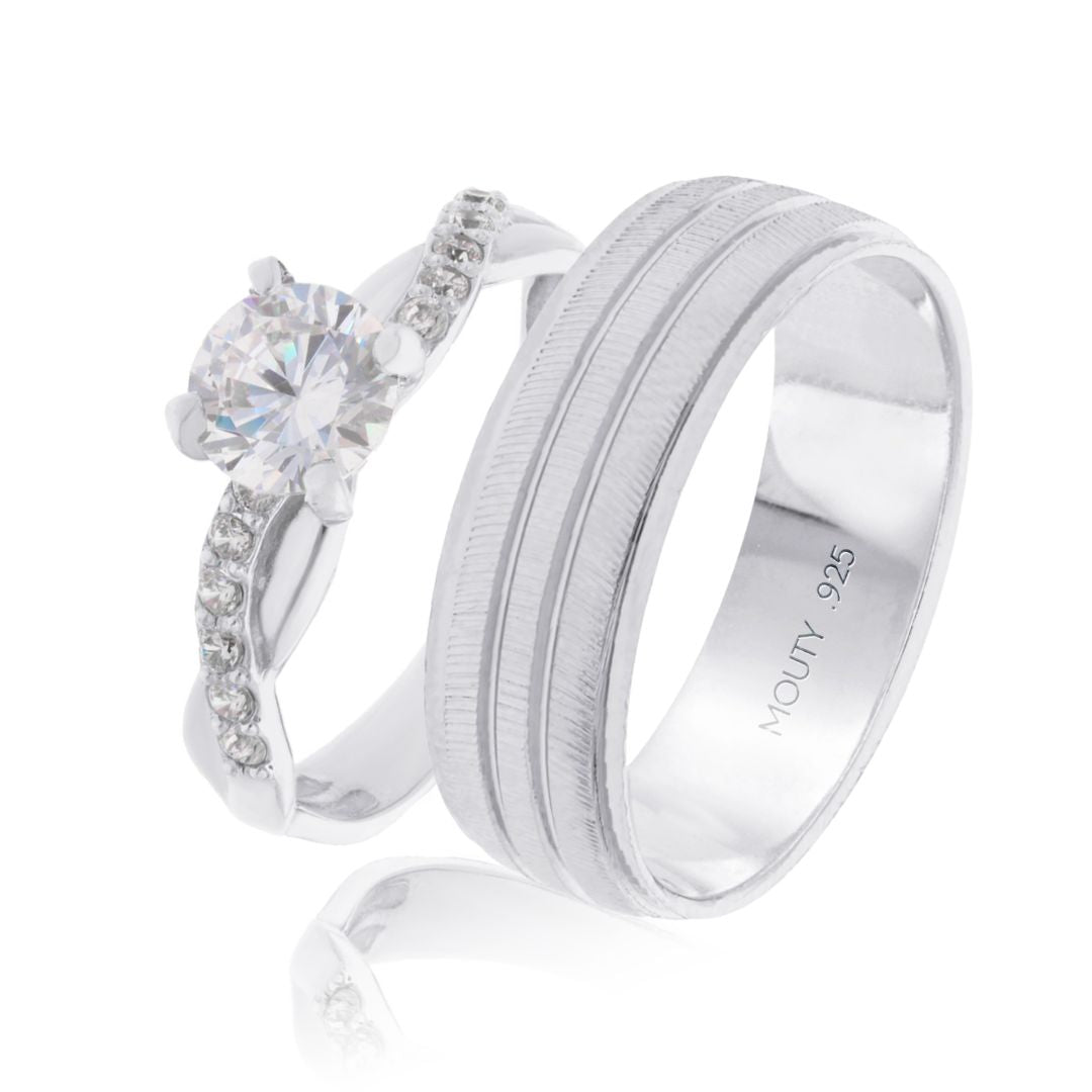 Dúo de Anillos Charlize x Ethan en Plata con Circonias