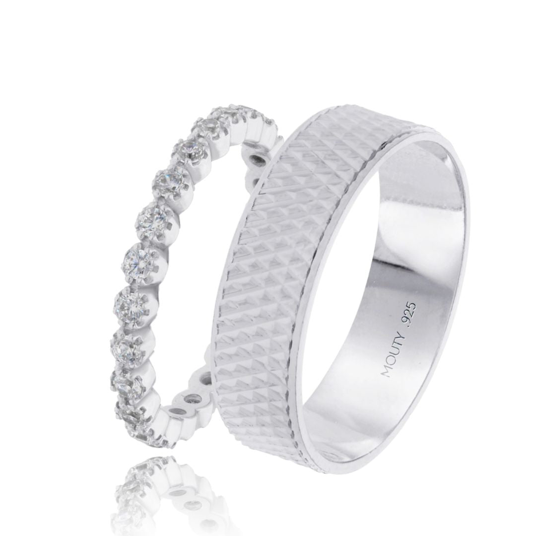 Dúo de Anillos Liam x Leah en Plata con Circonias