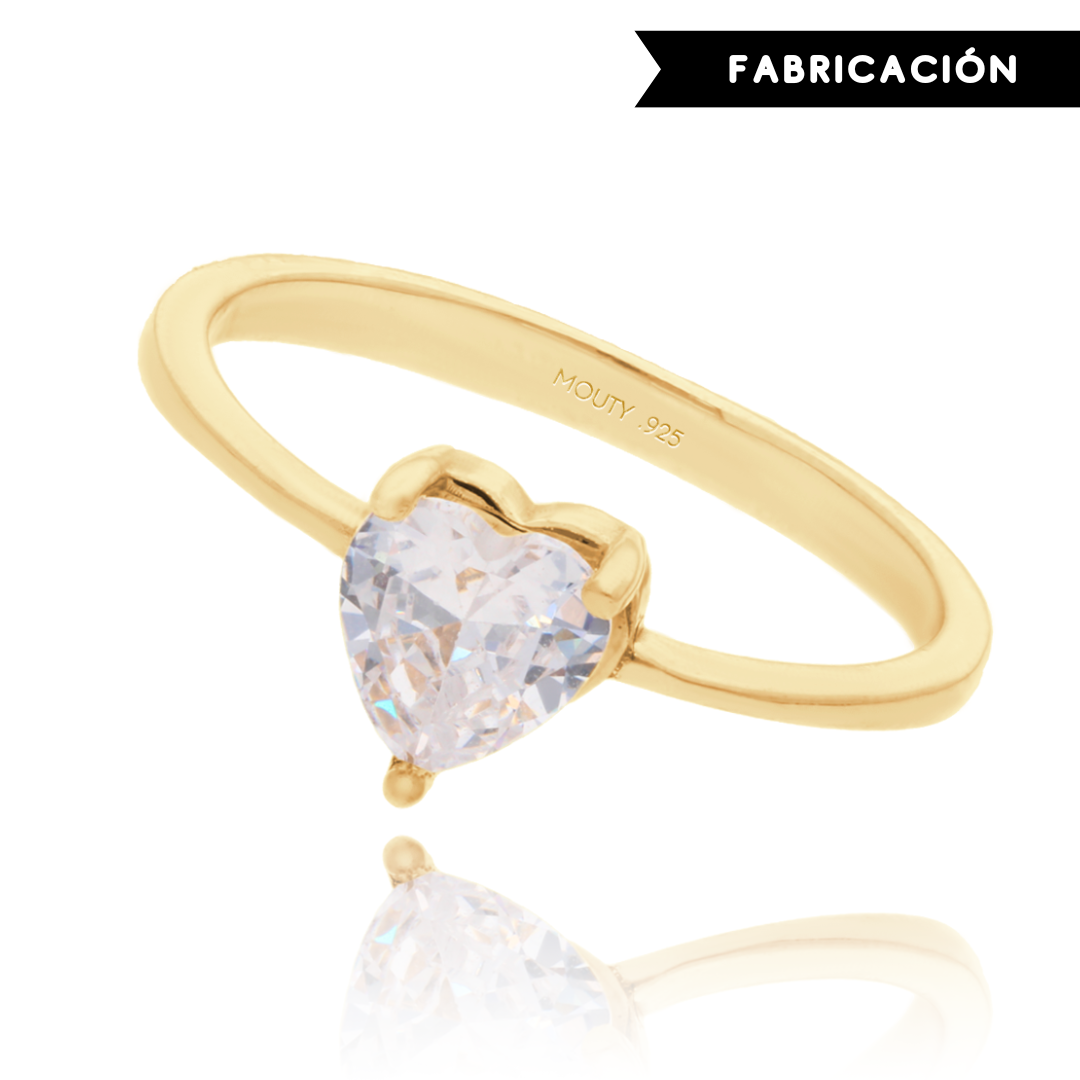 Anillo Zara en Plata con baño de Oro Amarillo con circonias