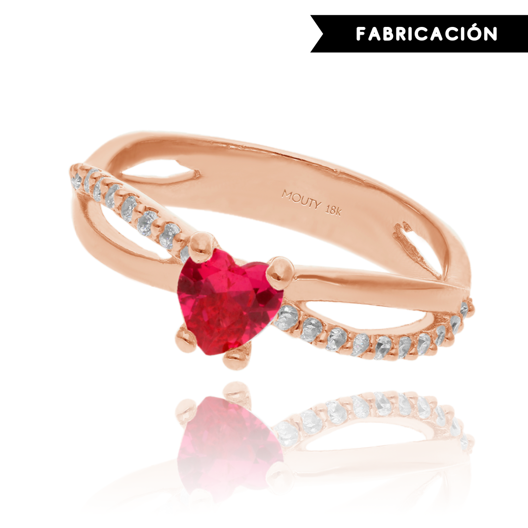 Anillo Lenn en Oro Rosa 18k con Circonia roja