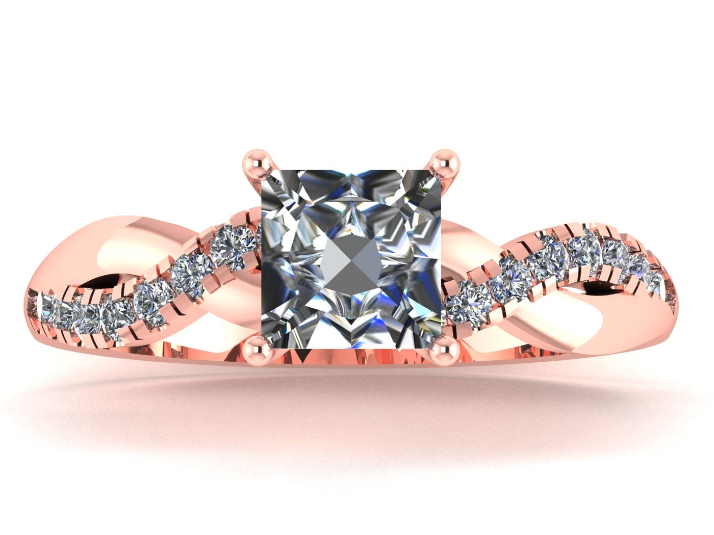 Anillo Zacil en Oro corte princess