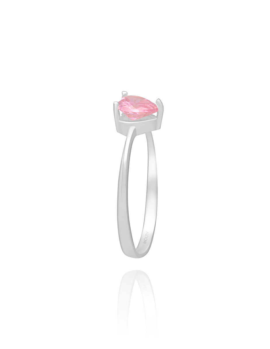 Anillo Zara en plata con circonia rosa