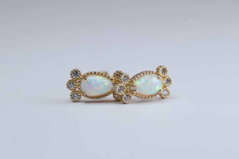 Broqueles Opalo Oval en Oro Amarillo 10k Cod.14954