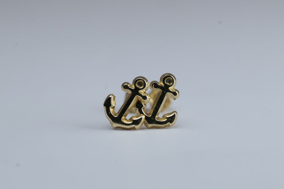 Broqueles Ancla en Oro Amarillo 10k Cod.1919-15 6mm