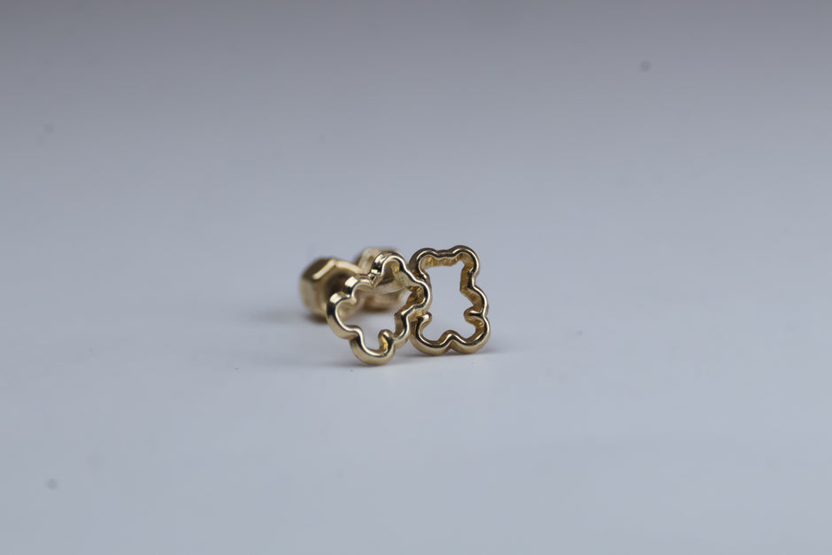 Broqueles Silueta Osito en Oro Amarillo 10k Cod.1919-29 4.5mm