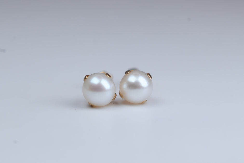 Broqueles Perla con Oro Amarillo 10k Cod.BO75 5mm