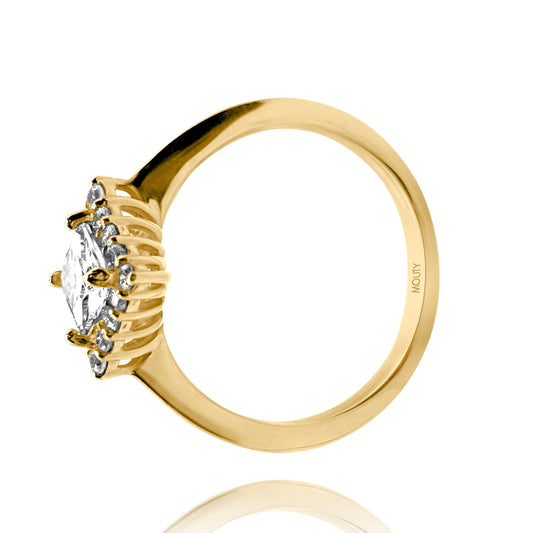 Anillo Alessia en oro amarillo 14k con circonia corte princesa