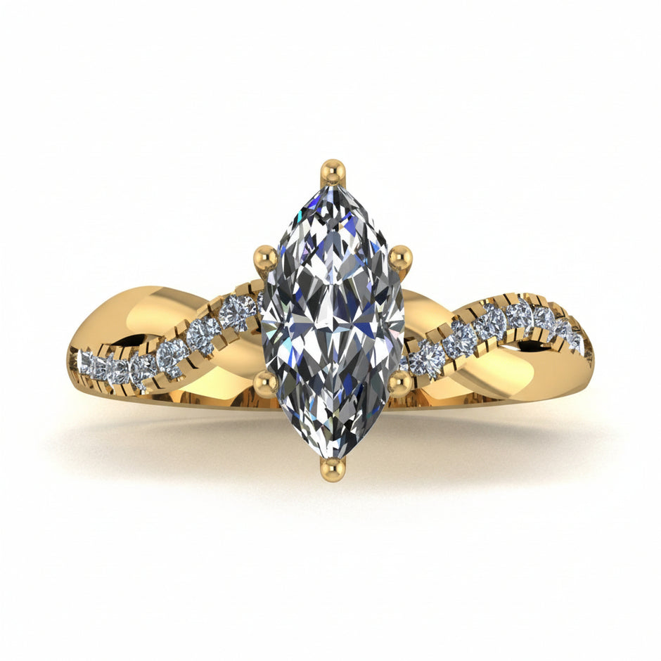 Anillo Zacil en Oro corte Marquise