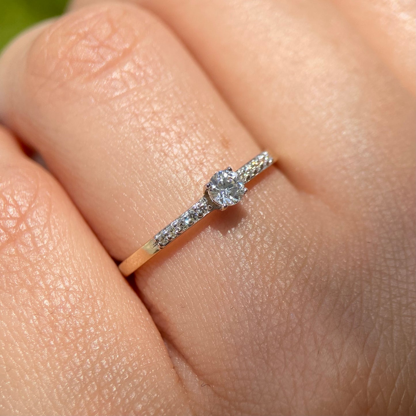 14k yellow gold ring with white zircons MAN244