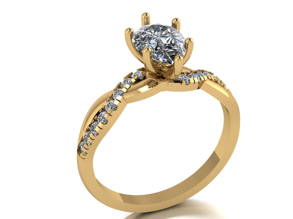 Anillo Zacil en Oro corte pera