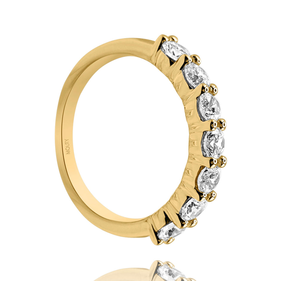 Anillo media churumbela en oro amarillo 14k con diamantes de laboratorio 1.0cts