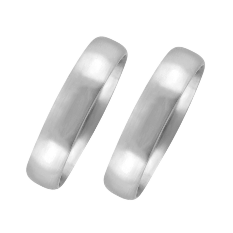 Dúo de argollas lisas 4mm en oro blanco