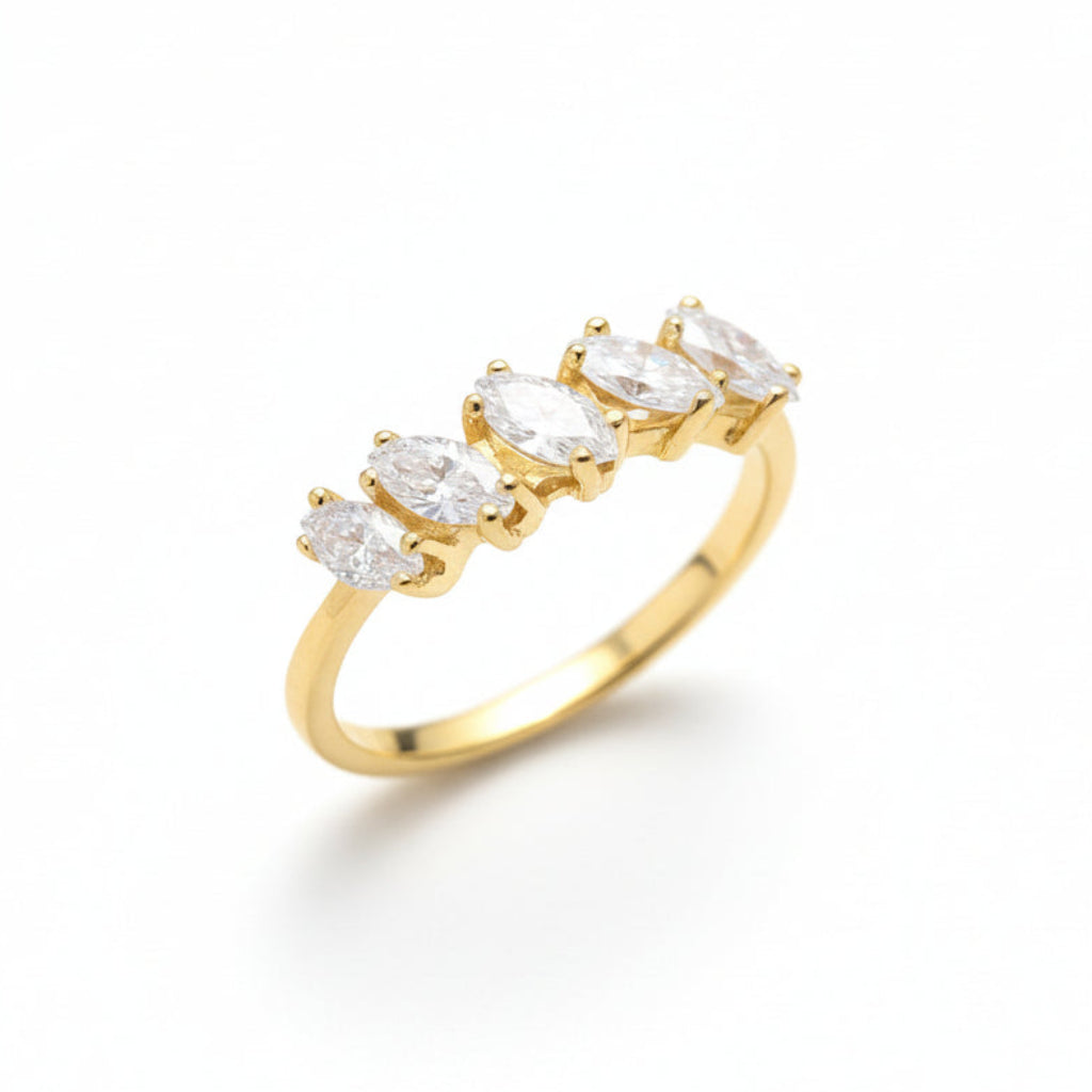 14k gold half churumbela ring with white zirconia MAN259