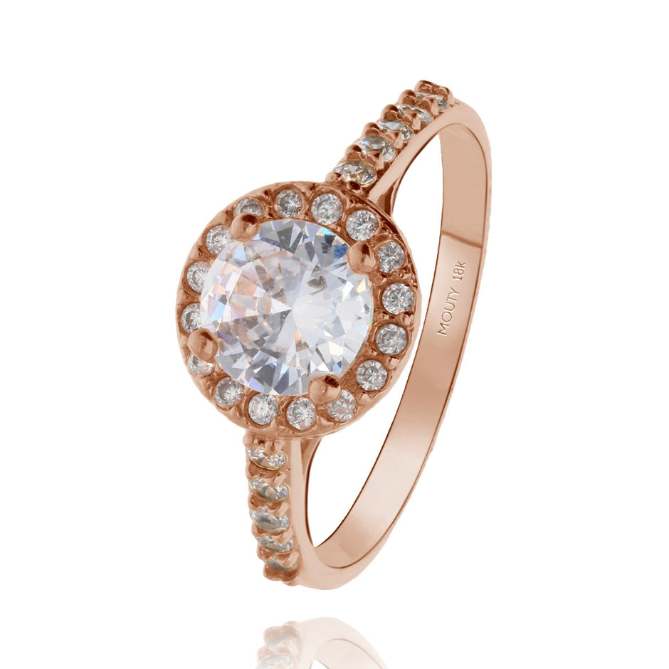 Anillo Adelaide en oro rosa 18k con circonias