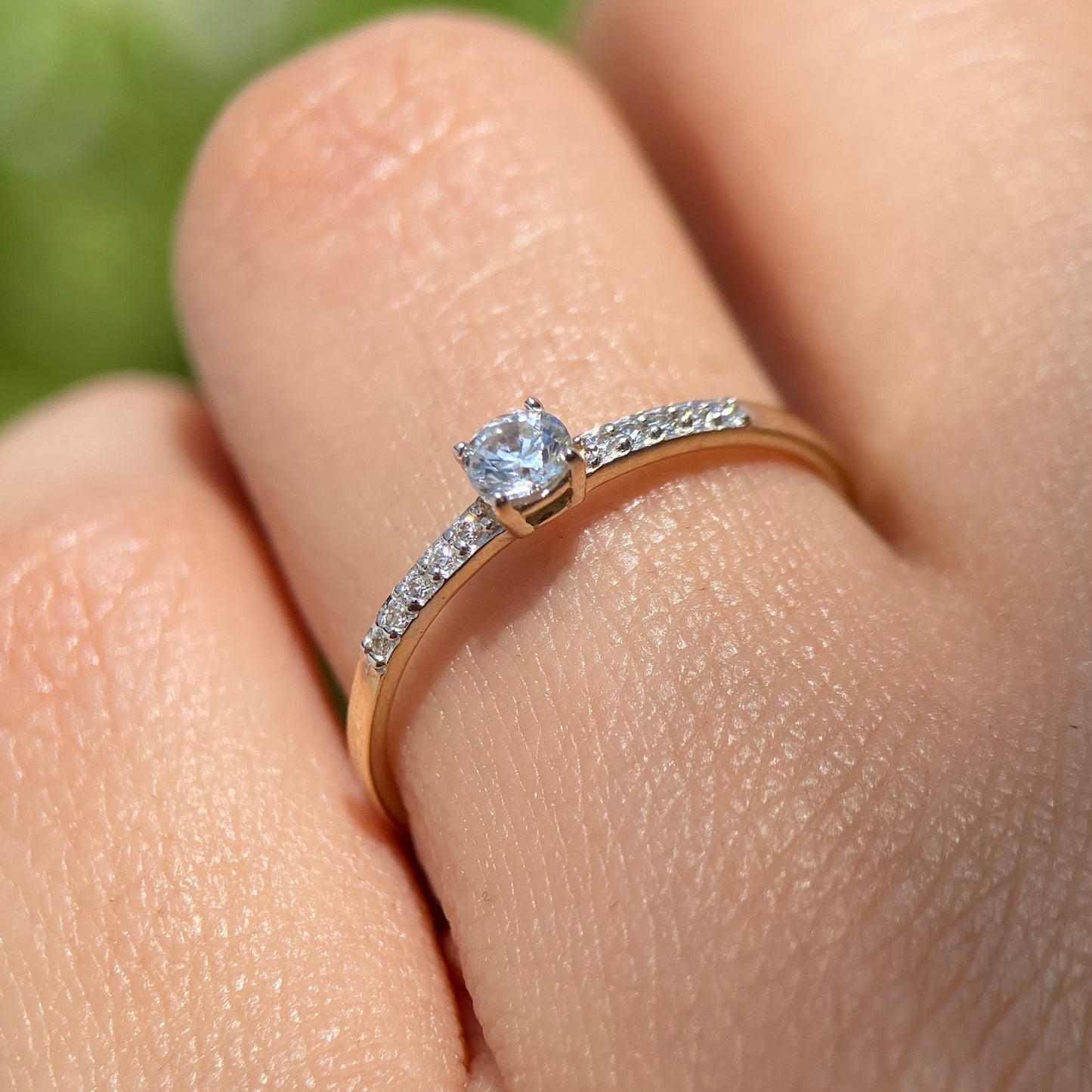 14k yellow gold ring with white zircons MAN244