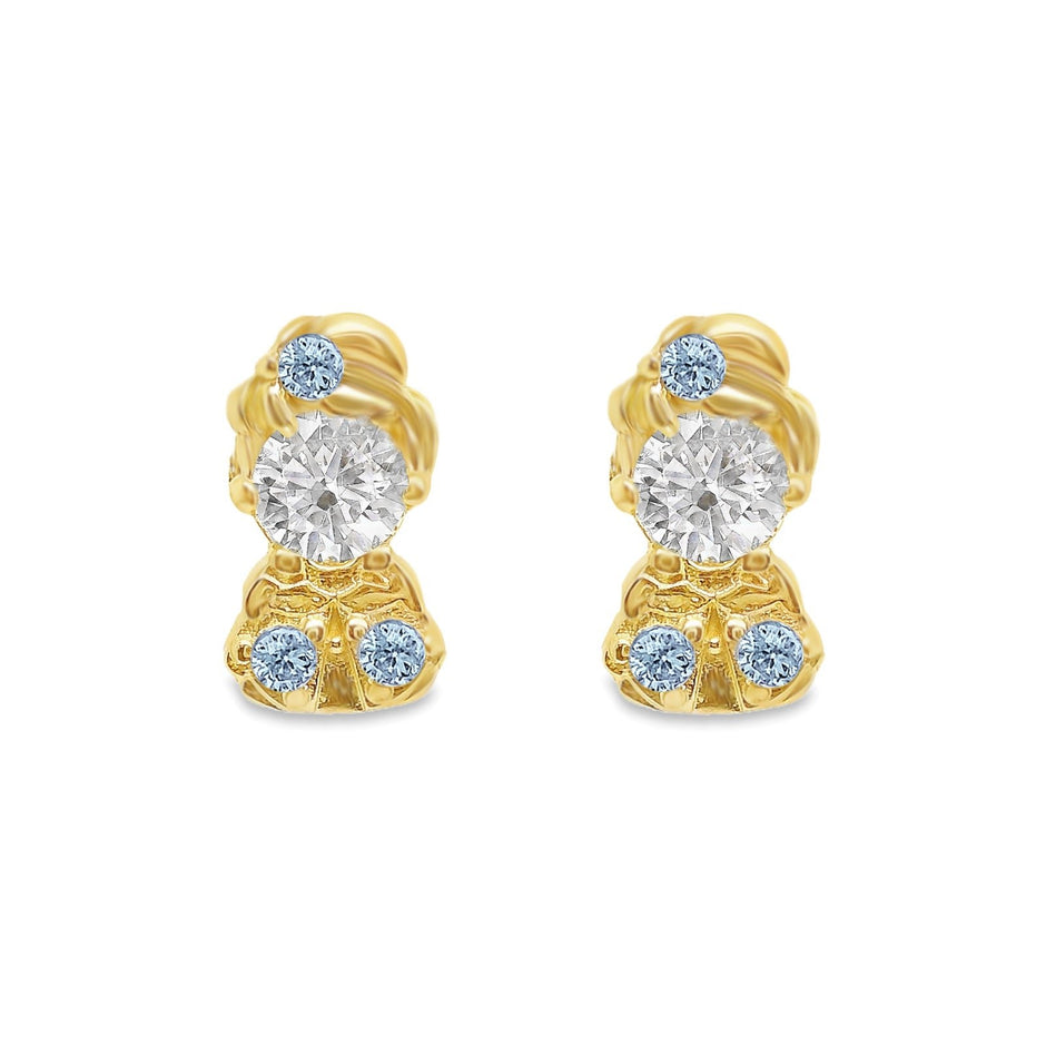 Broqueles Cenicienta en oro amarillo 10k con circonias Disney®️ 7mm