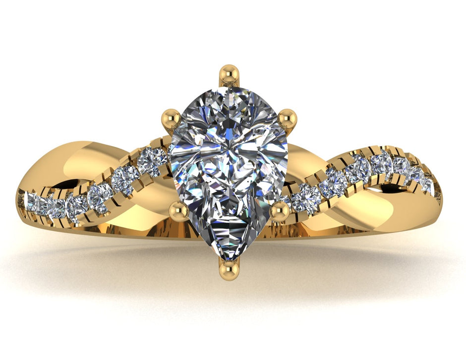 Anillo Zacil en Oro corte pera