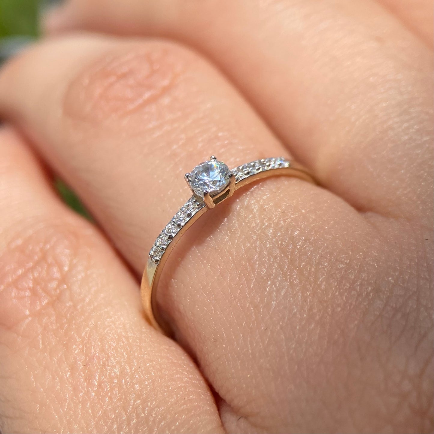 14k yellow gold ring with white zircons MAN244