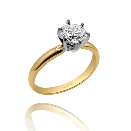 Anillo Amelie en Oro amarillo y oro blanco 14k con diamante de laboratorio