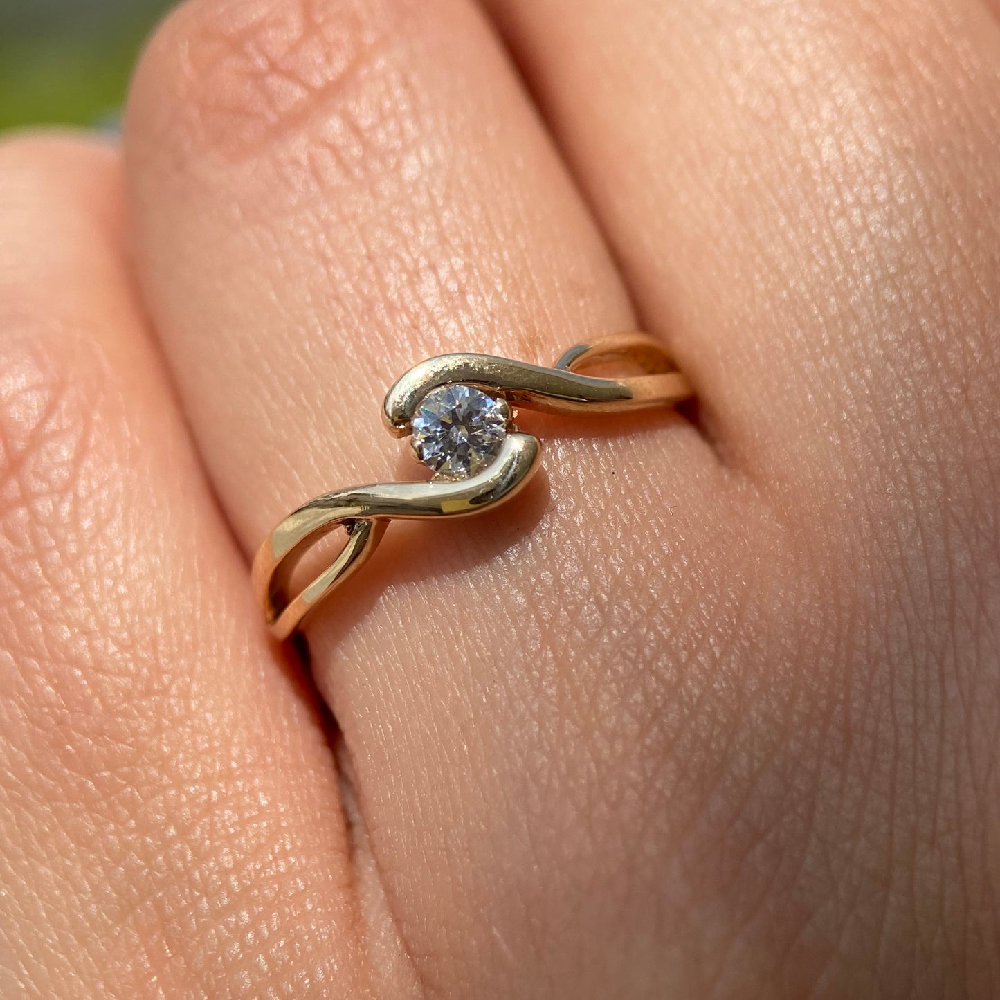 14k yellow gold ring with white zirconia Cod. MAN245