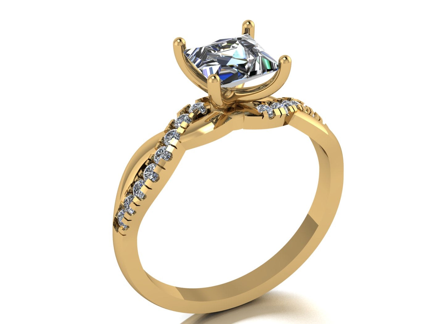 Anillo Zacil en Oro corte princess