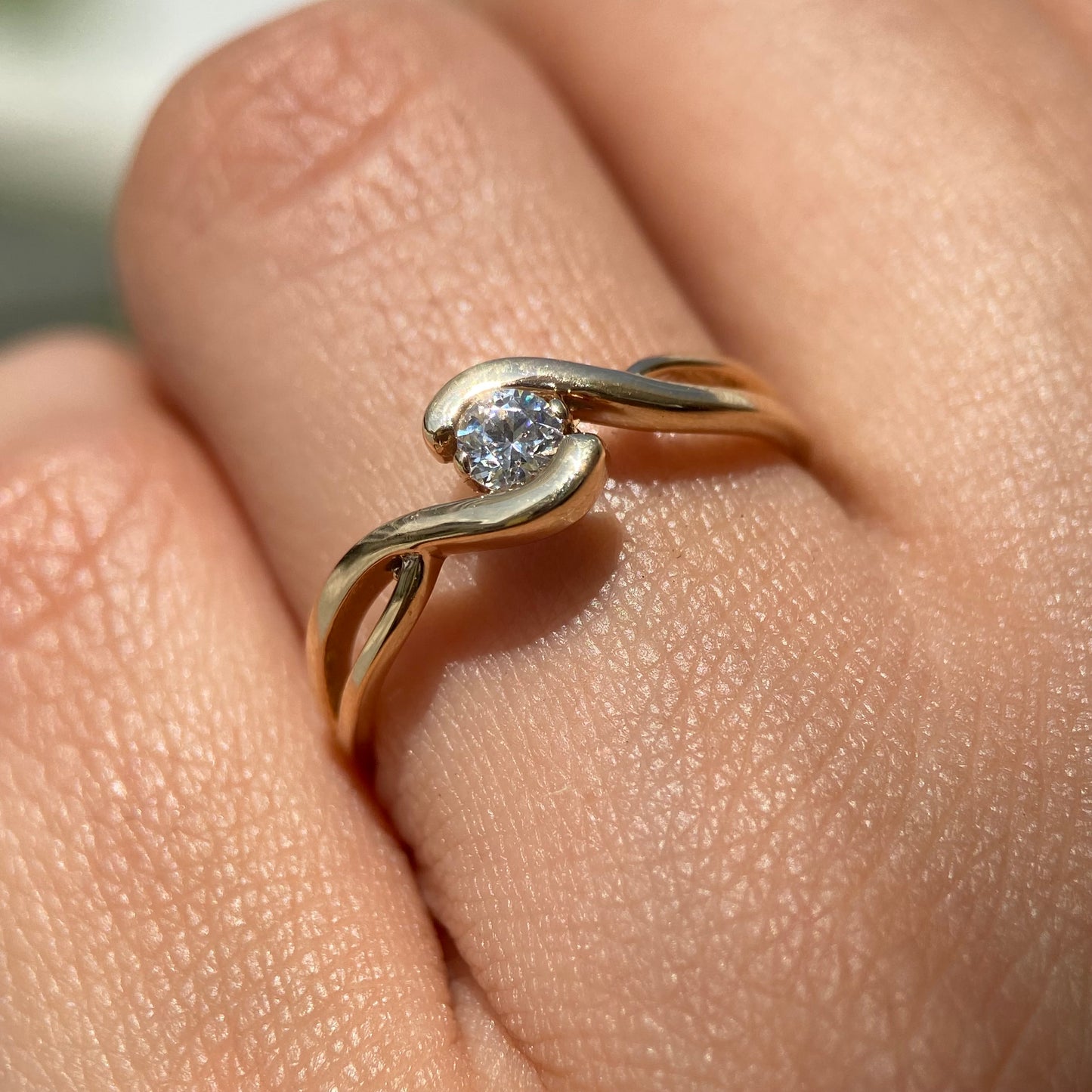 14k yellow gold ring with white zirconia Cod. MAN245