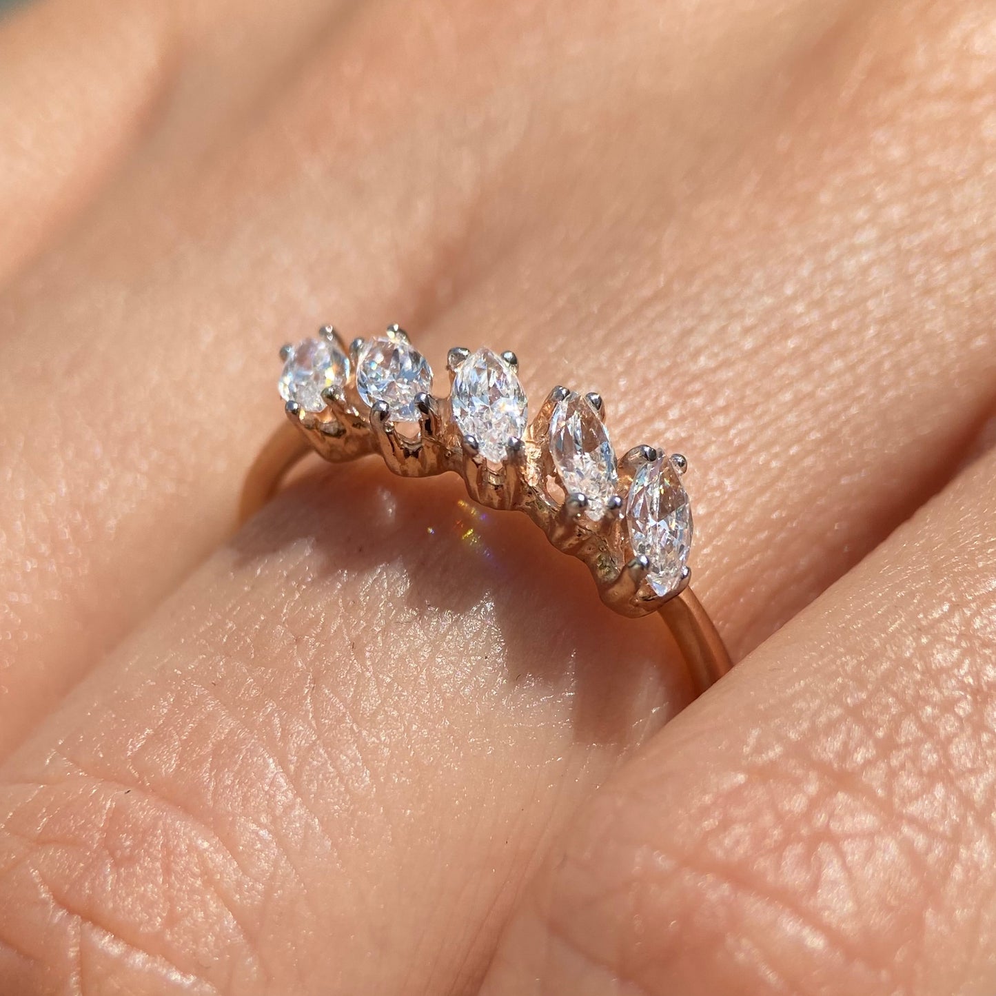 14k gold half churumbela ring with white zirconia MAN259