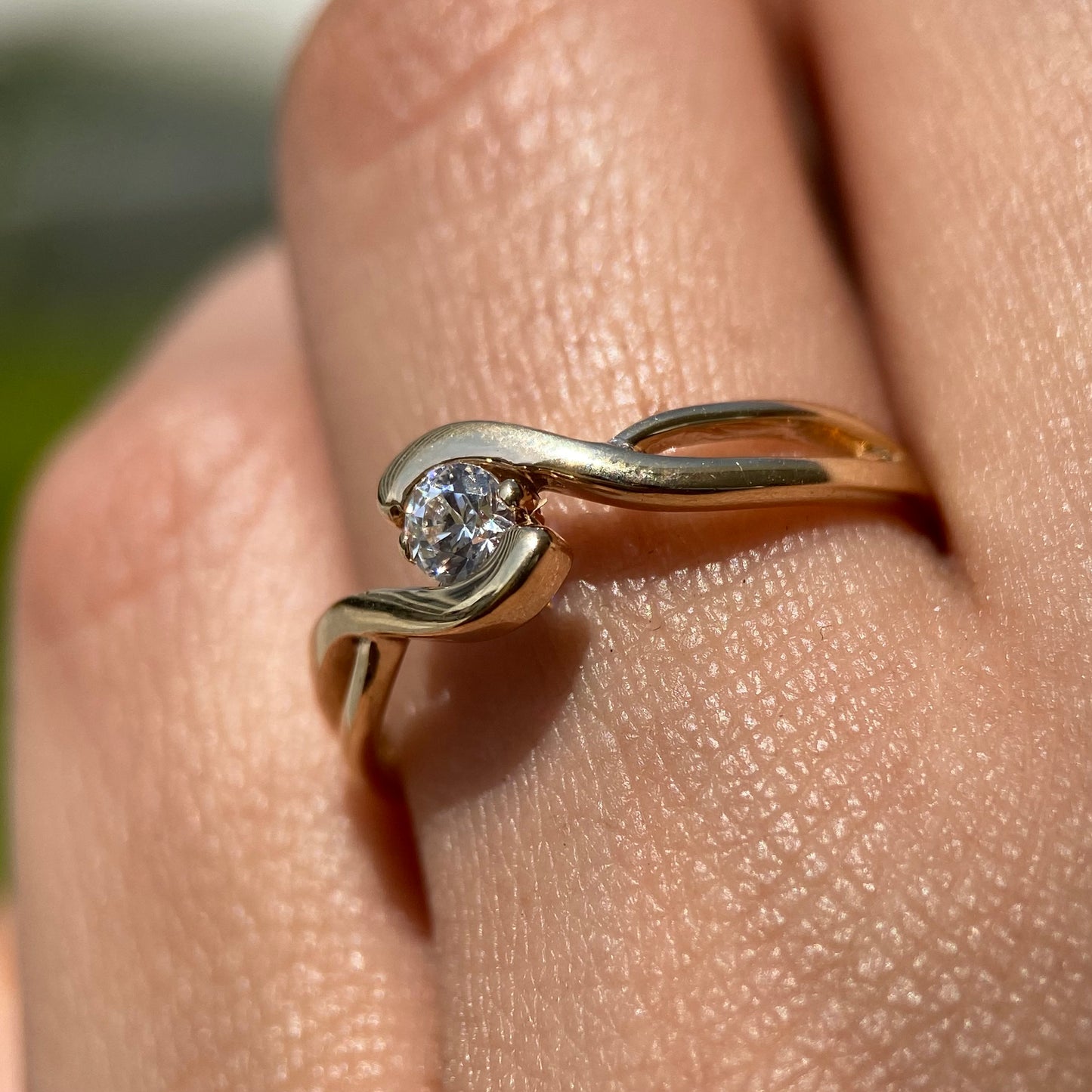 14k yellow gold ring with white zirconia Cod. MAN245