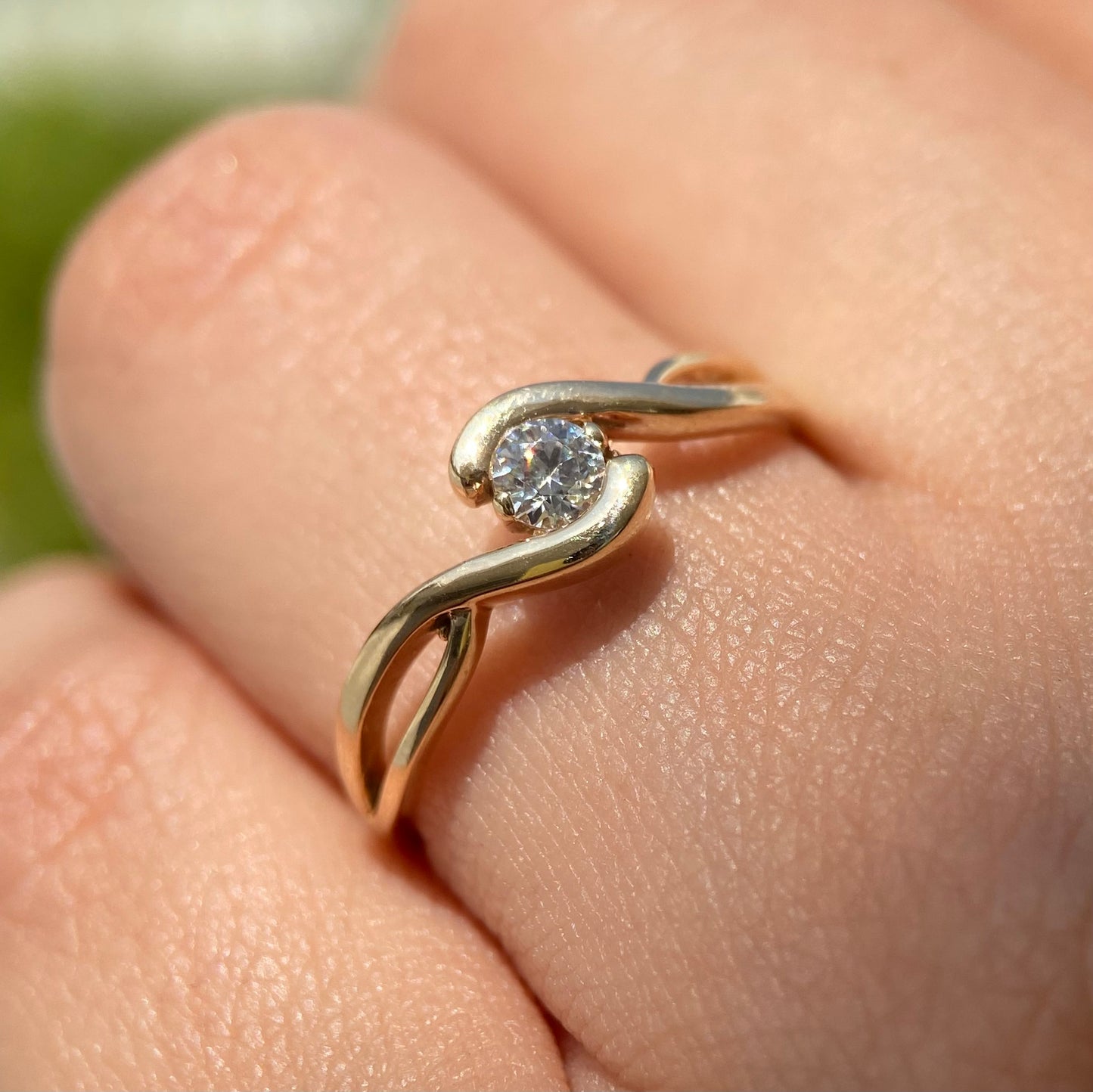 14k yellow gold ring with white zirconia Cod. MAN245