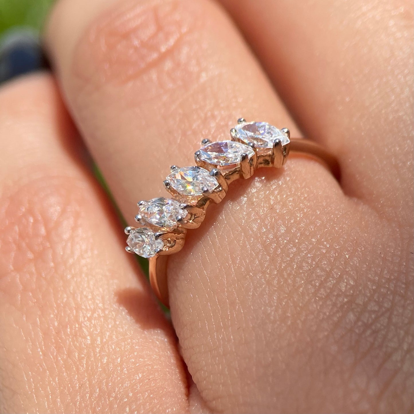 14k gold half churumbela ring with white zirconia MAN259