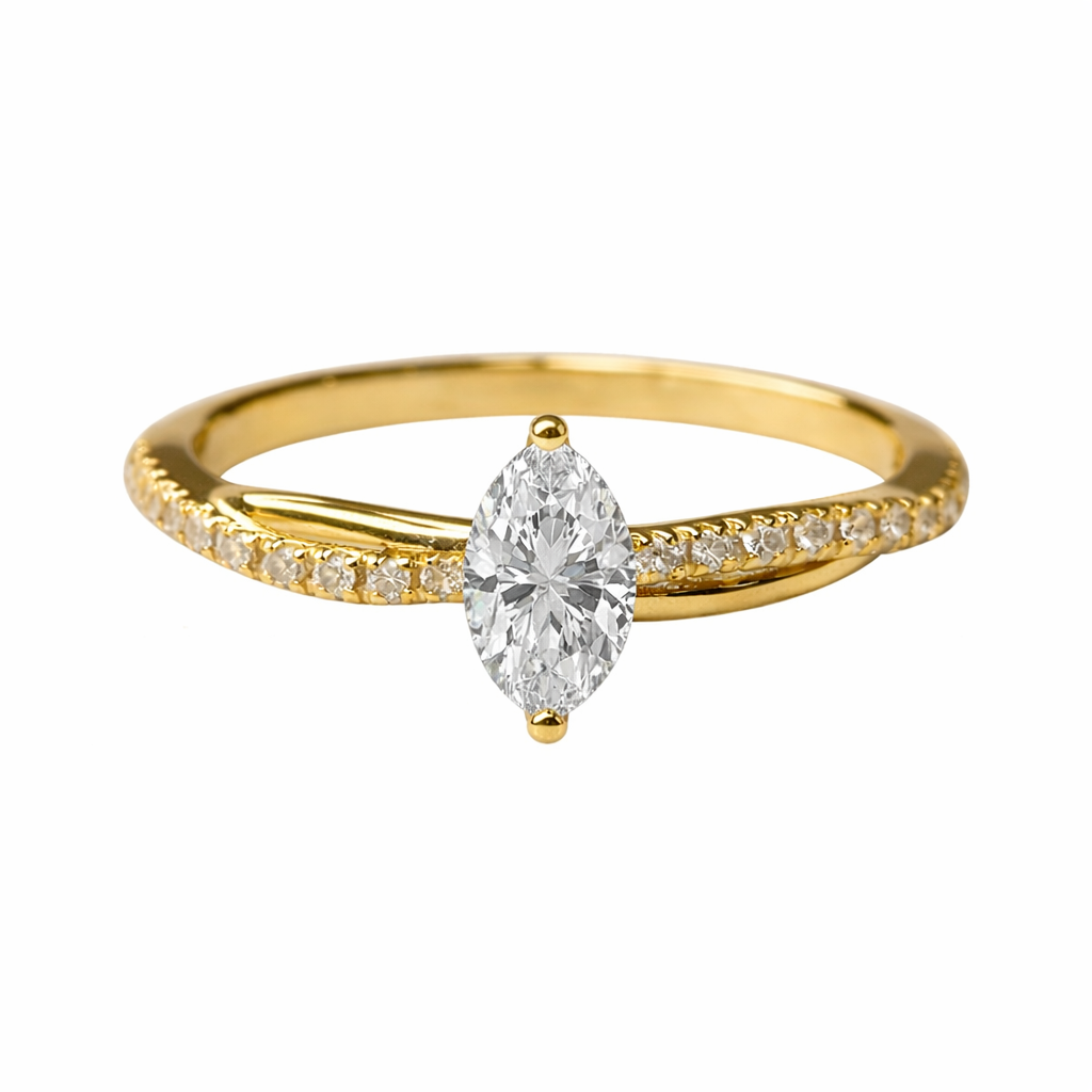 Anillo Slim en oro corte marquise