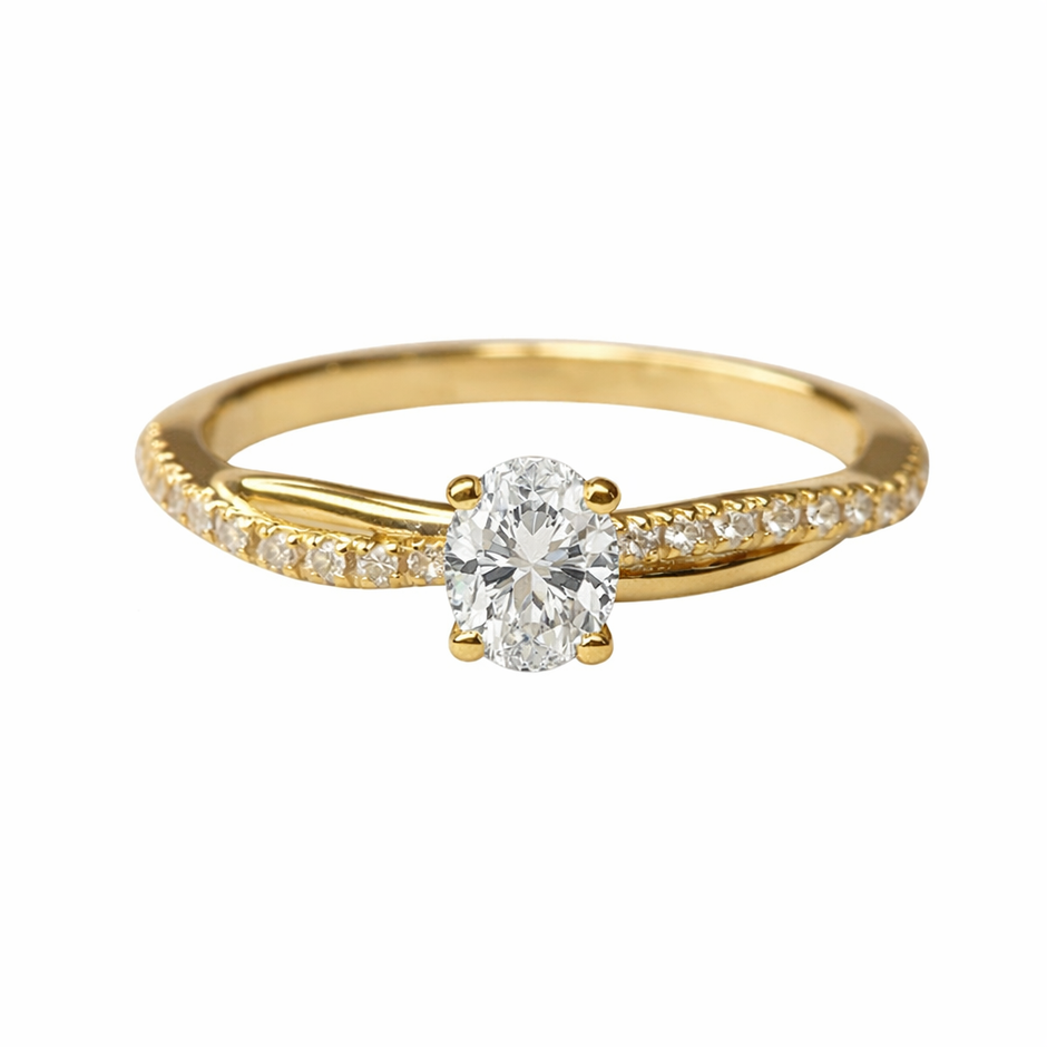 Anillo Slim en oro corte oval