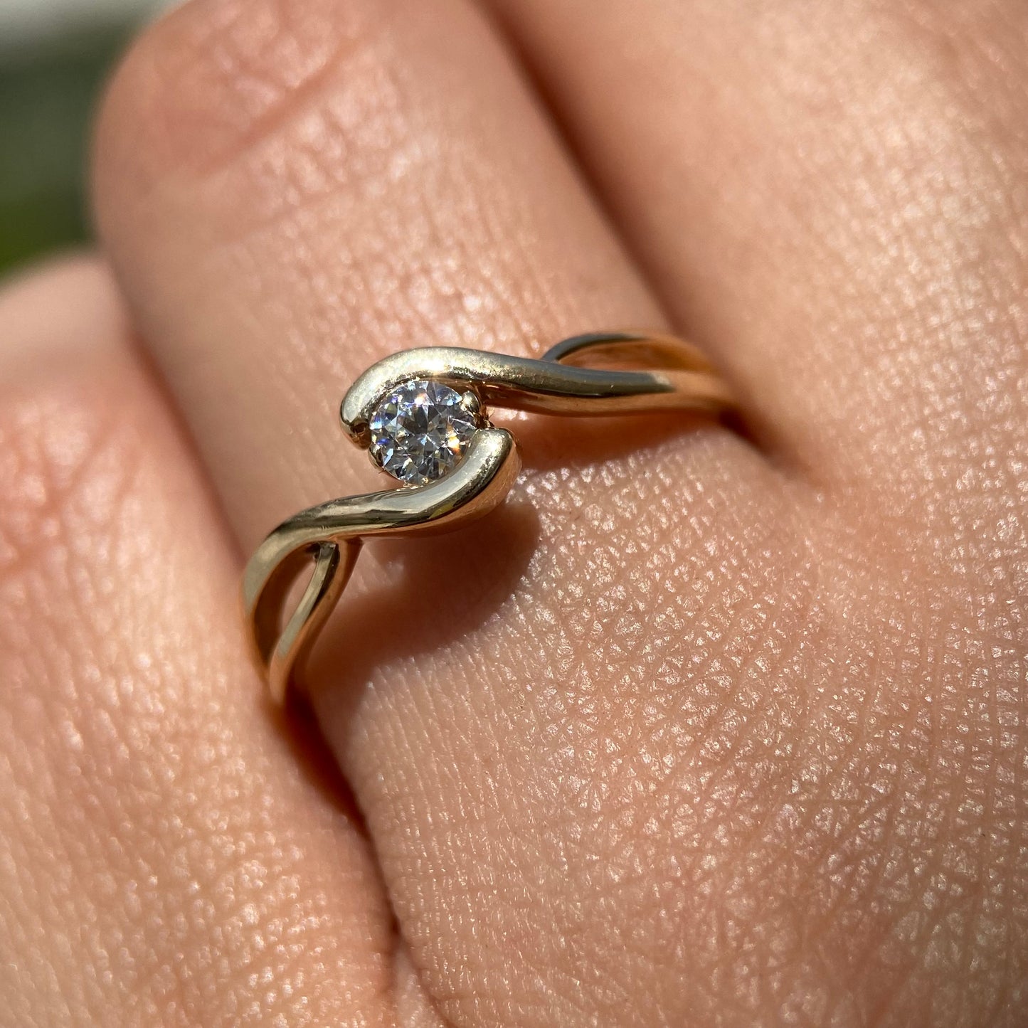 14k yellow gold ring with white zirconia Cod. MAN245