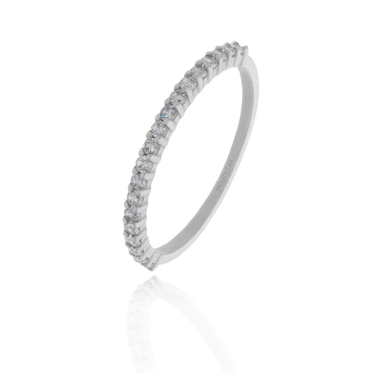 Anillo media Churumbela maybe en Oro blanco de 18k con Circonias