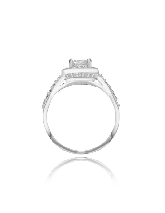 Anillo Adelaide en oro blanco de 10k con circonias