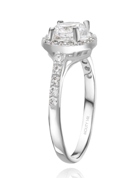 Anillo Adelaide en oro blanco 14k con circonias
