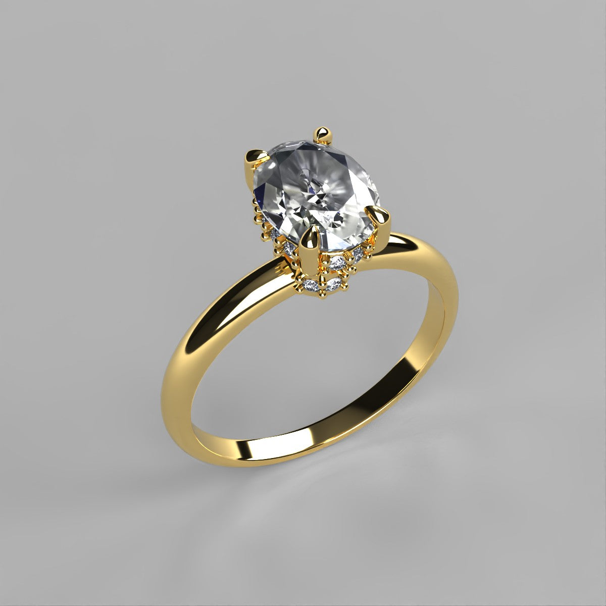 Anillo Afrodita en oro con circonia corte oval