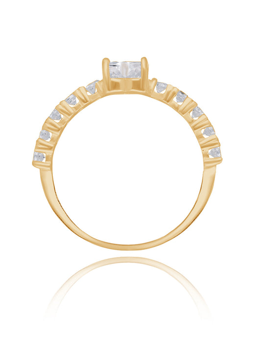 Anillo Amour en oro amarillo de 14k con circonias