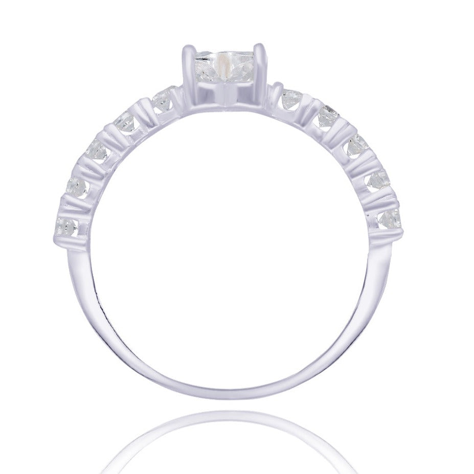 Anillo Amour en plata con circonias