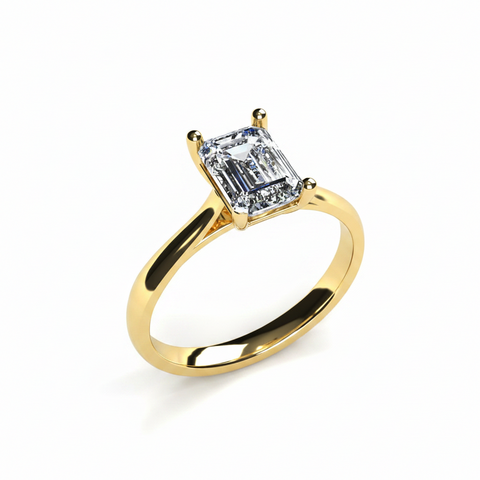 Anillo Andromeda en oro corte esmeralda