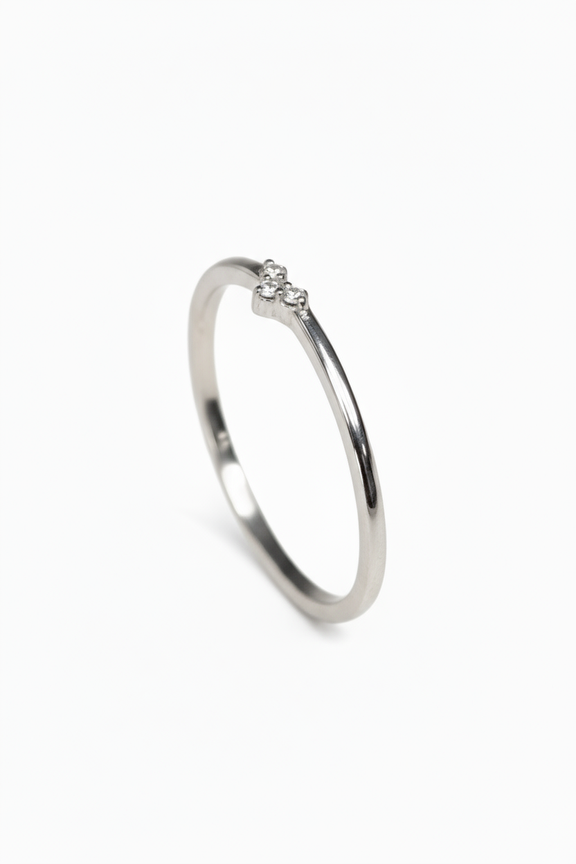 Anillo Angeline en oro blanco 14k con circonias