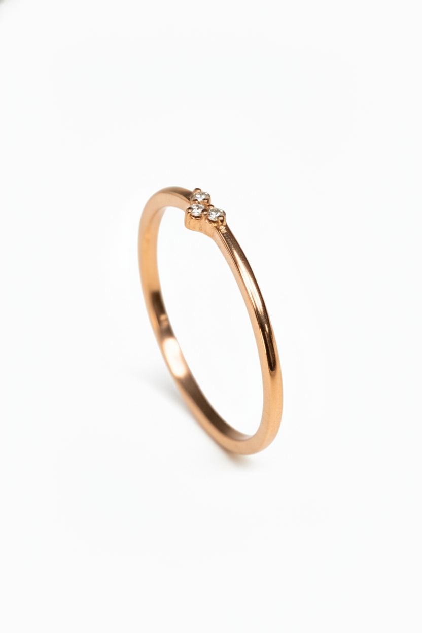 Anillo Angeline en oro rosa 14k con circonias