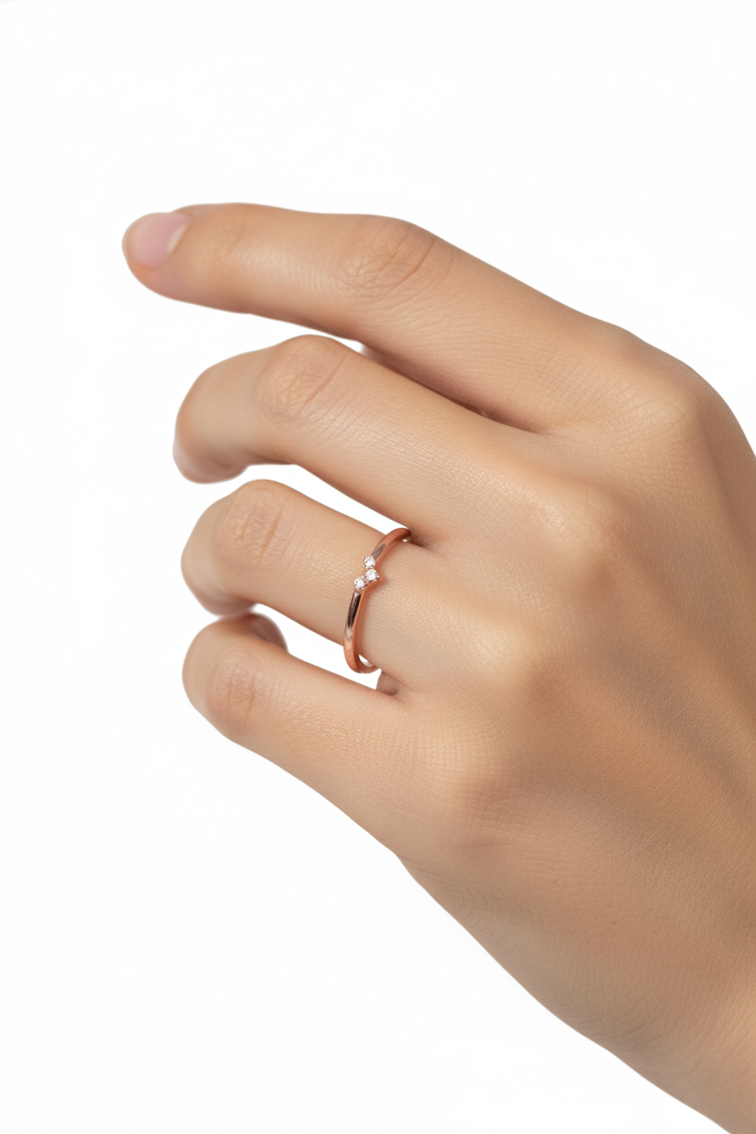 Anillo Angeline en oro rosa 14k con circonias