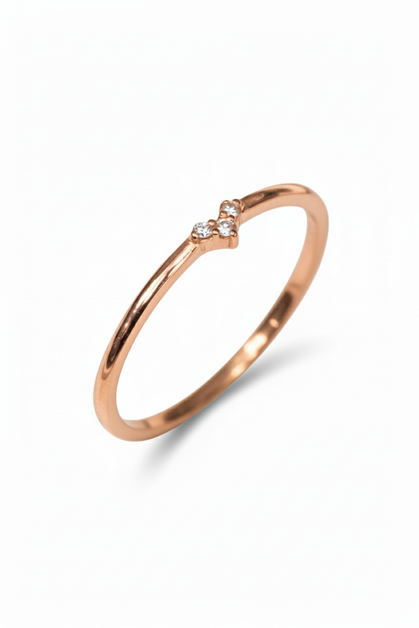 Anillo Angeline en oro rosa 14k con circonias