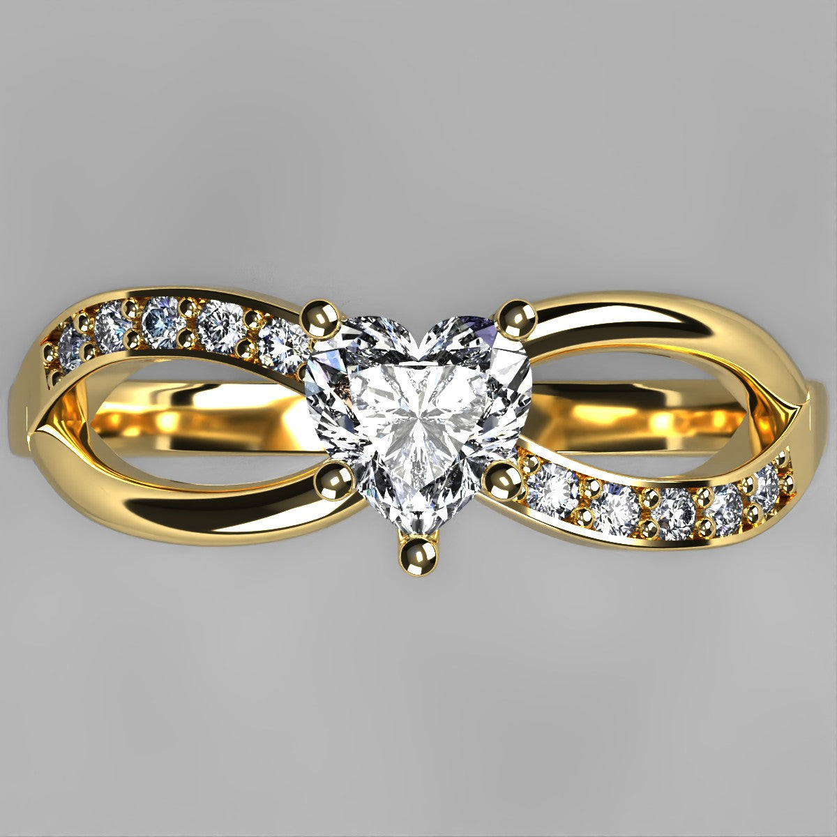 Anillo Annie en oro con moissanita corte corazón 1.00 ct