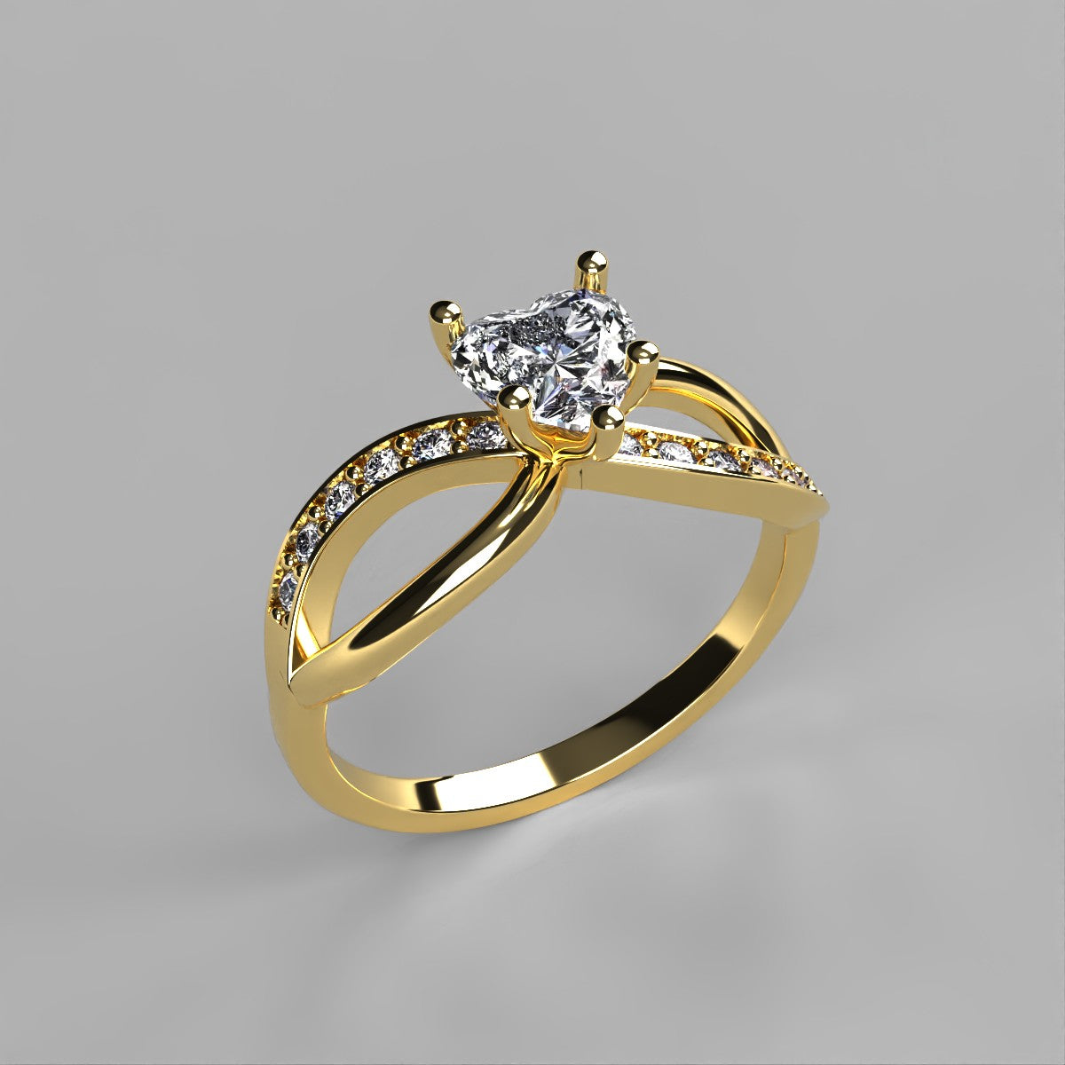 Anillo Annie en oro con moissanita corte corazón 1.00 ct