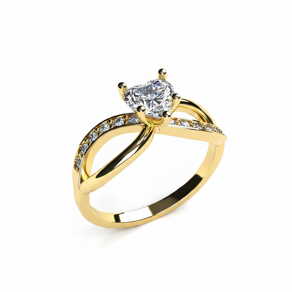 Anillo Annie en oro corte corazón