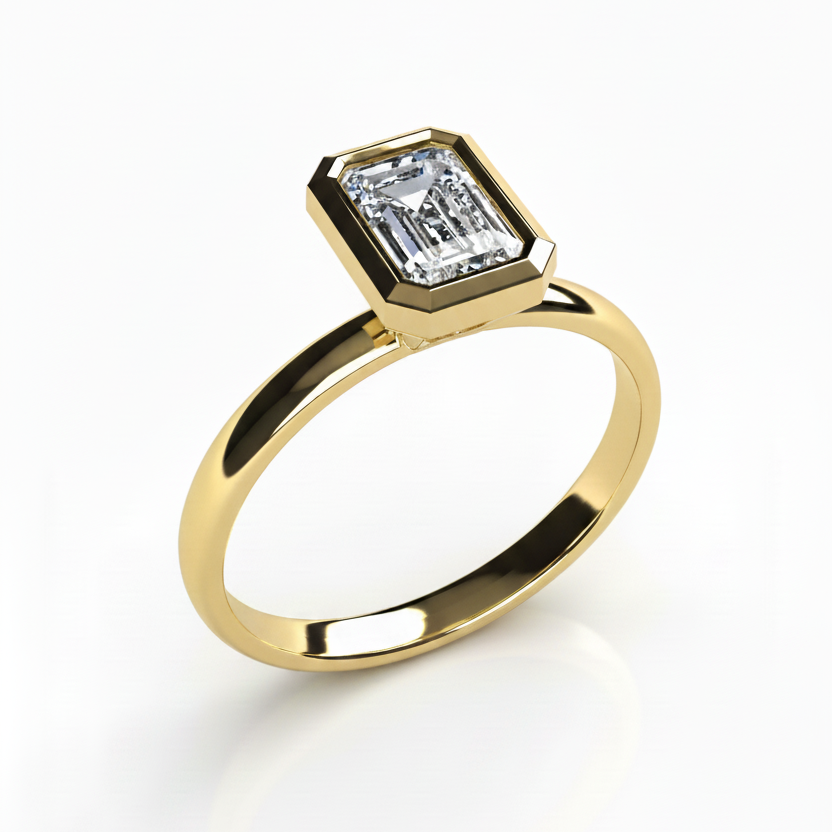 Anillo Ariadne en oro corte esmeralda