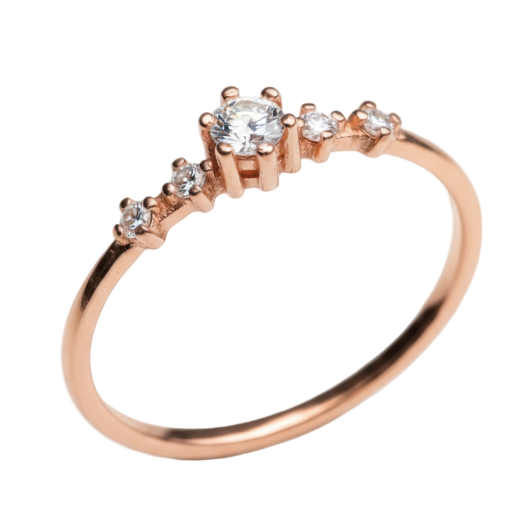 Anillo Ariana en oro rosa de 18k con circonias